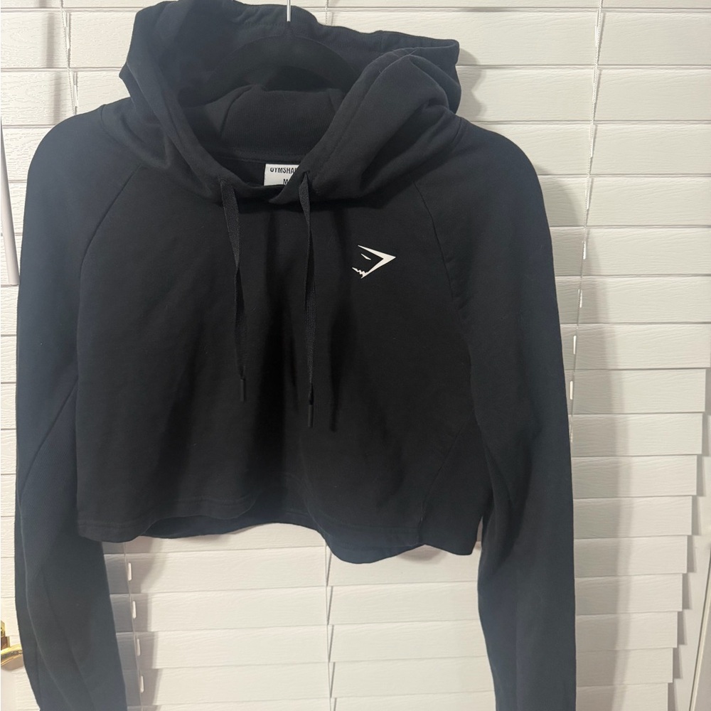 Gymshark Black Cropped Hoodie with Small Logo